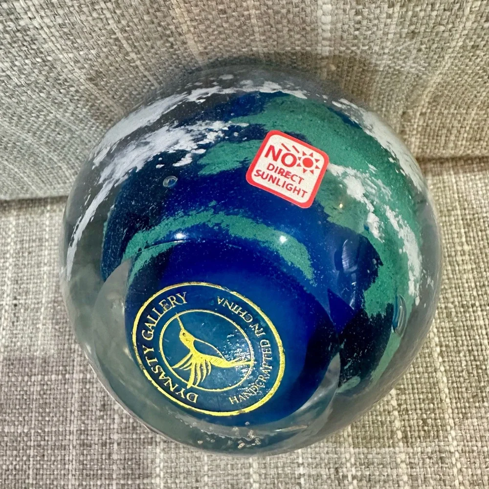 Dynasty Gallery  Blue and Green Art Glass Paperweight - Picture 2 of 5